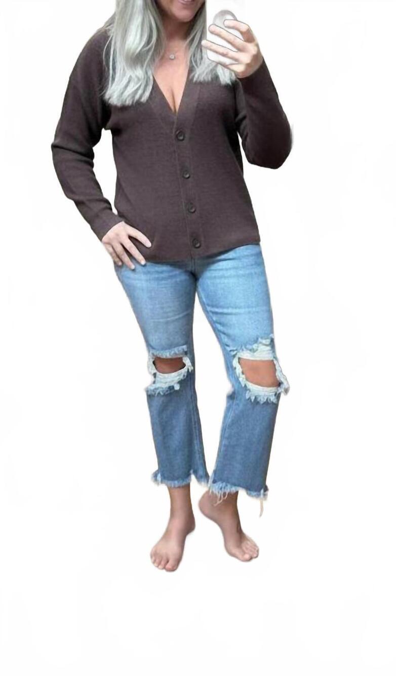 NEW ZENANA viscose sweater cardigan in dark brown